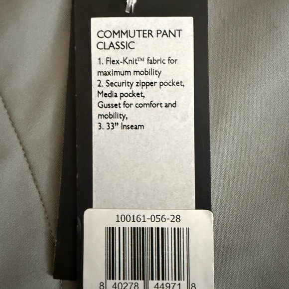 NWT Rhone Commuter men’s Pants classic flex-knit fabric gray 28x33 $138 - Picture 3 of 6